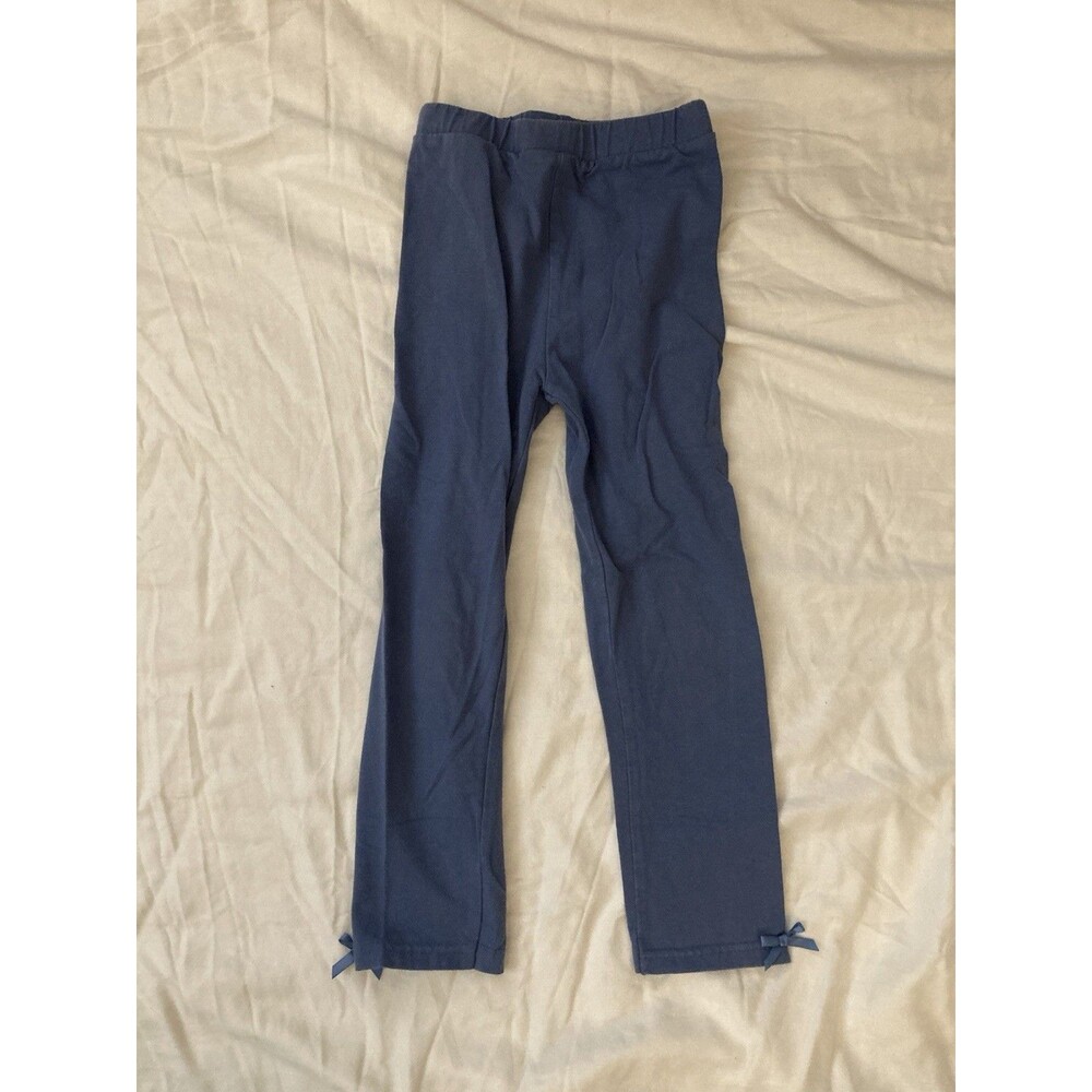 5T HB girl clothes - 1 piece pants | solid blue theme with bow accents